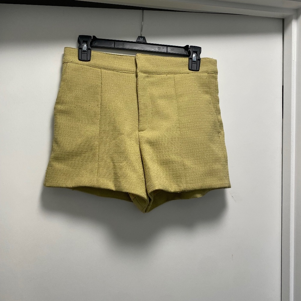 Chartreuse high-waisted shorts